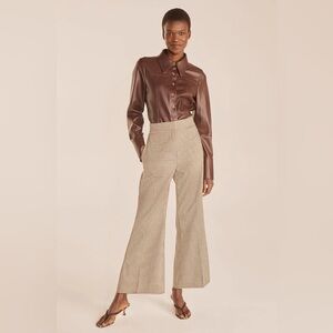 Rebecca Taylor Check Linen-Blend Flare Pant XXS 00